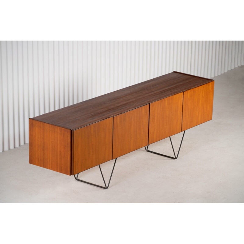 Vintage Teak & Steel sideboard Scandinavian 1960s