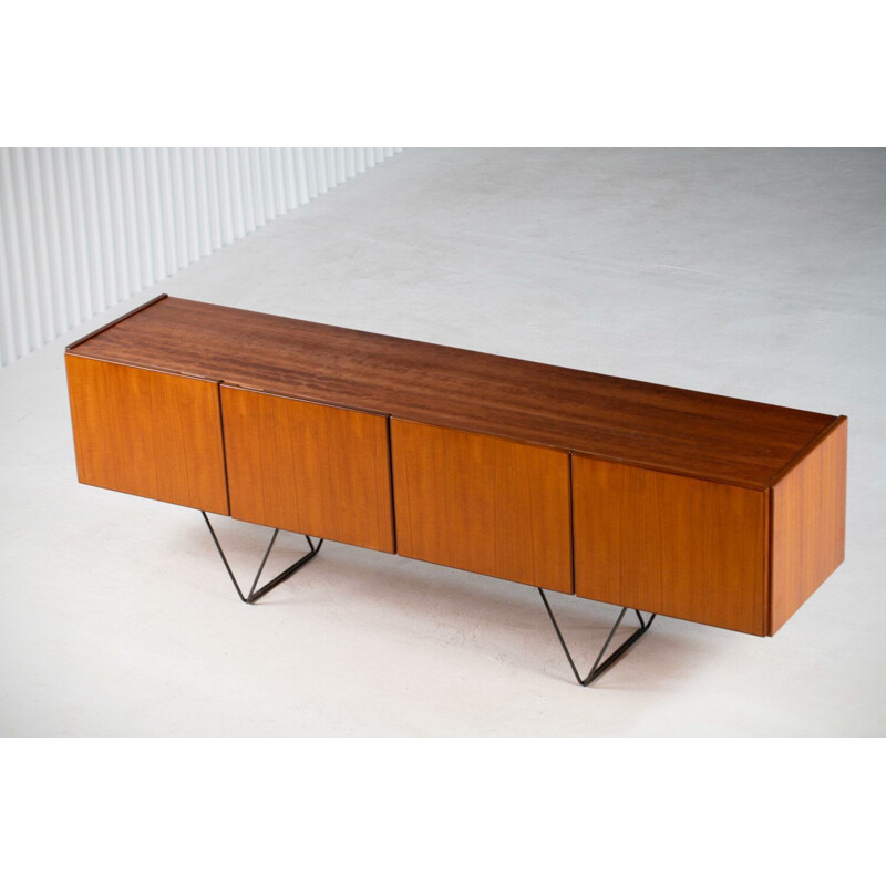 Vintage Teak & Steel sideboard Scandinavian 1960s