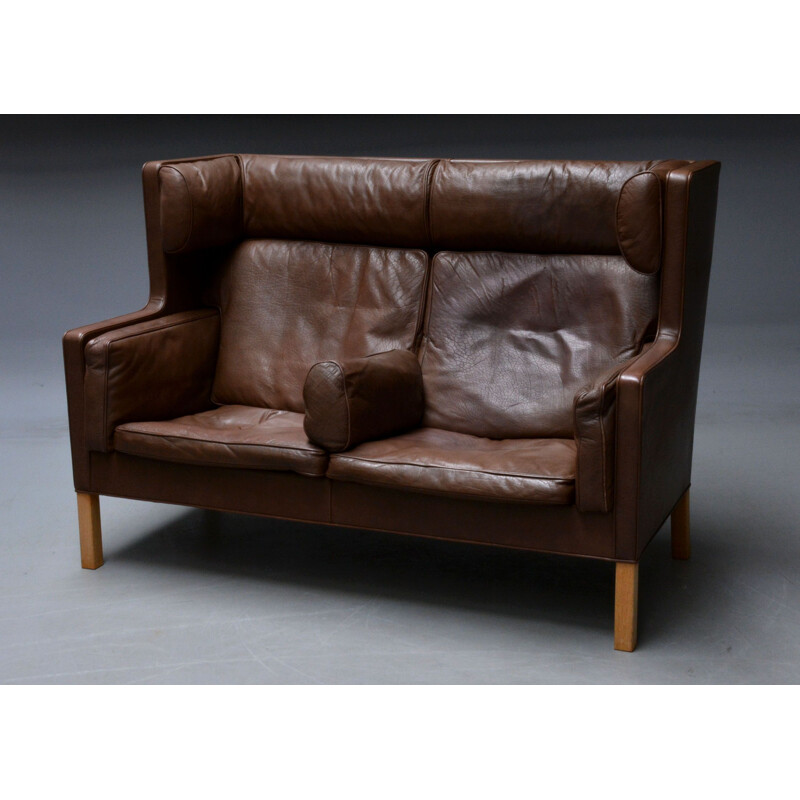 Vintage brown leather sofa Borge Mogensen Denmark