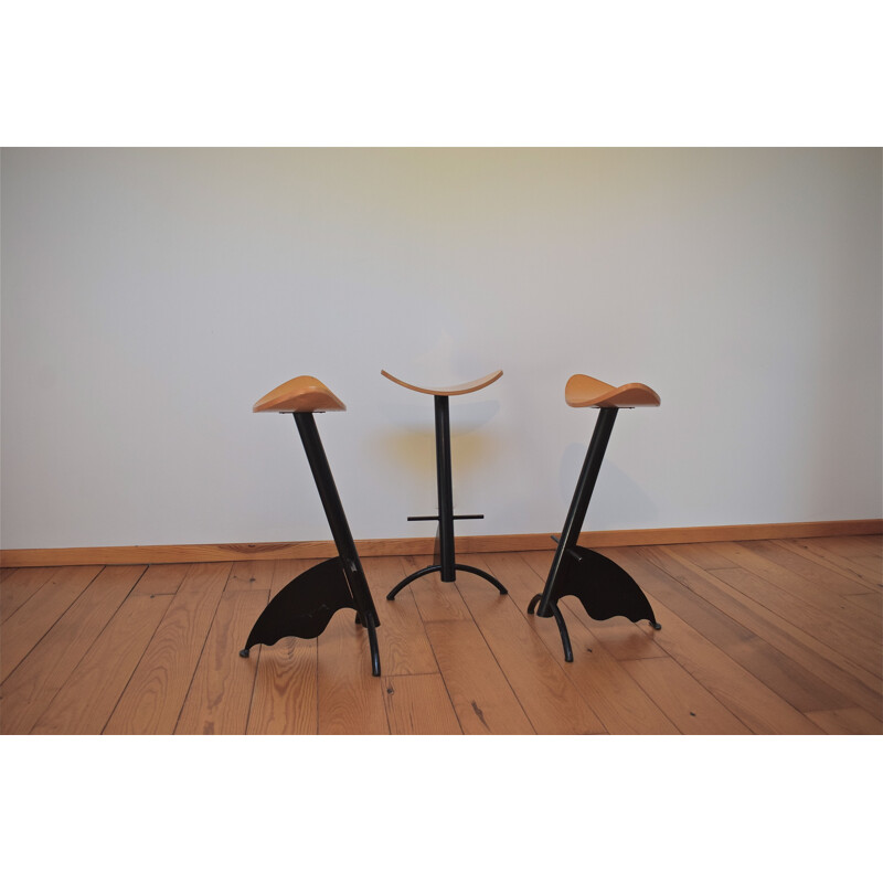 Set of 3 vintage Platform stools by Maurizio Peregalli 1980s