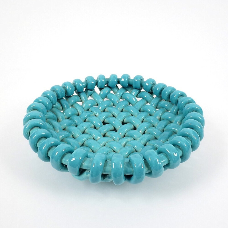 French Vallauris ceramic blue bowl, Jérôme MASSIER - 1960s