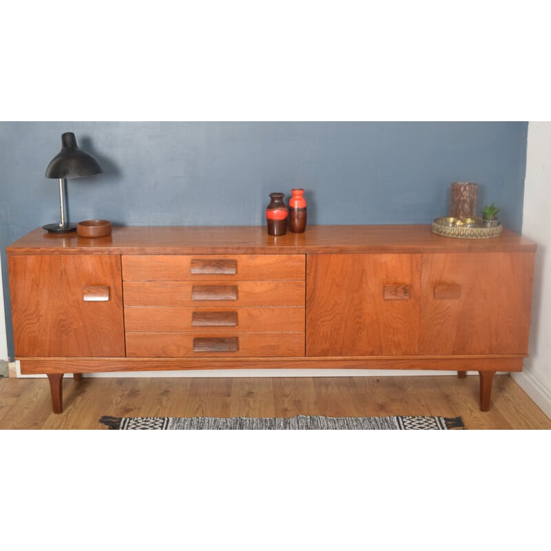 Vintage Long Sideboard Teak & Rosewood BCM Bath Cabinet Makers 