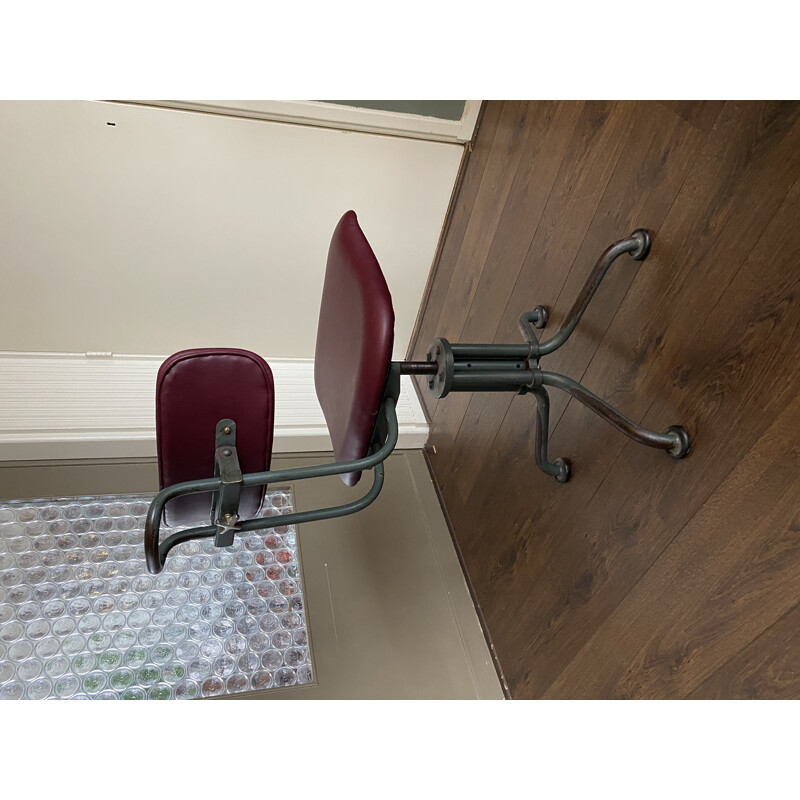 Vintage Industrial Tubular Steel Swivel Desk Chair from Gispen 1930s