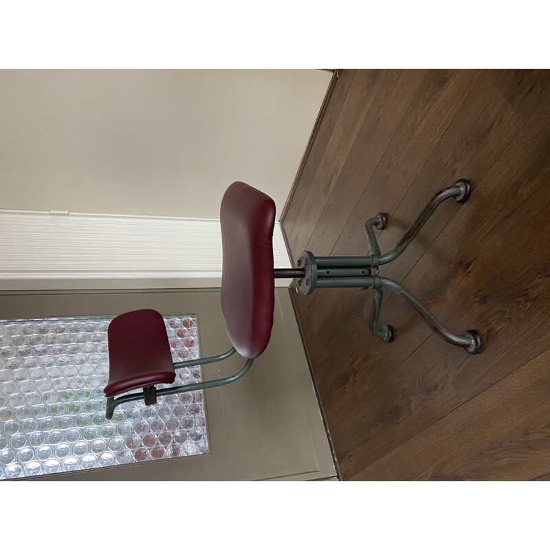 Vintage Industrial Tubular Steel Swivel Desk Chair from Gispen 1930s