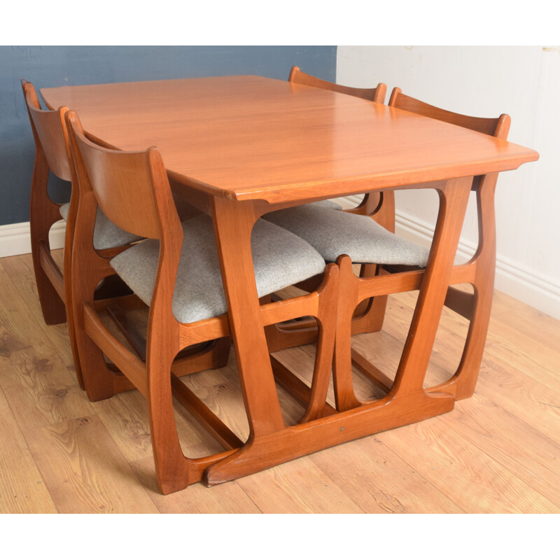 Table à manger et 4 chaises vintage en teck Portwood 1960