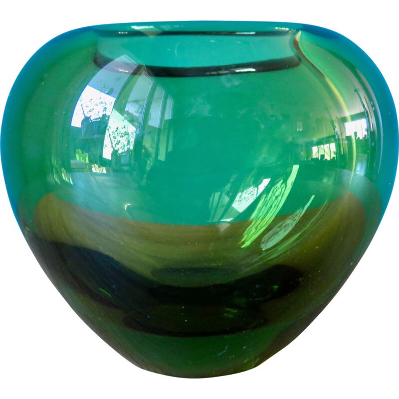 Vintage vaso de vidro soprado "Holmegaard PL 18119" para Pel Lütken