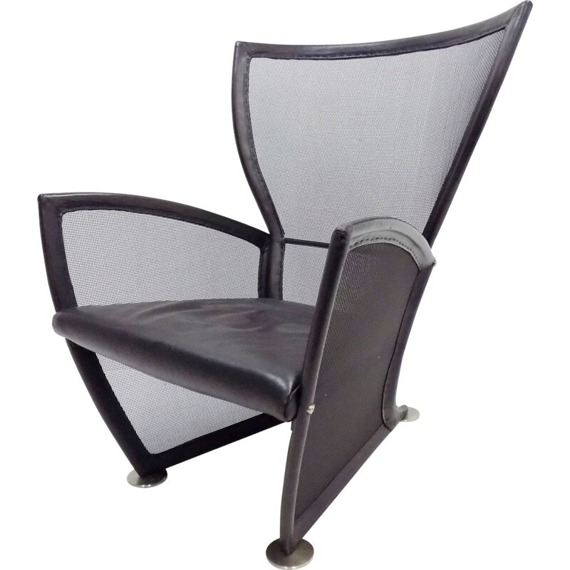 Vintage leather armchair Prive de Paolo Nava para Arflex 1987