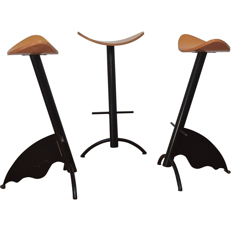 Set of 3 vintage Platform stools by Maurizio Peregalli 1980s