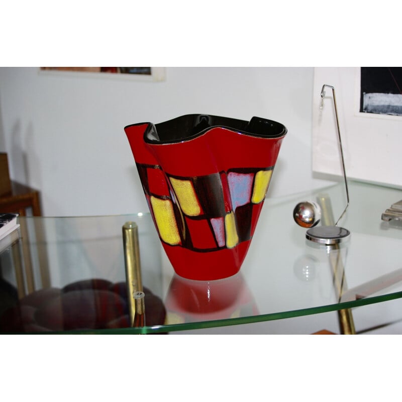 Vaso de tabuleiro de damasco Vintage da Elchinger 1960