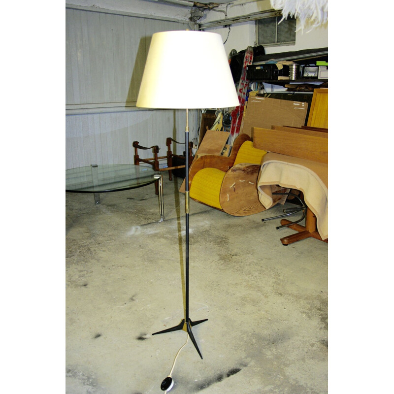 Vintage floor lamp inlaid and brass 1960s