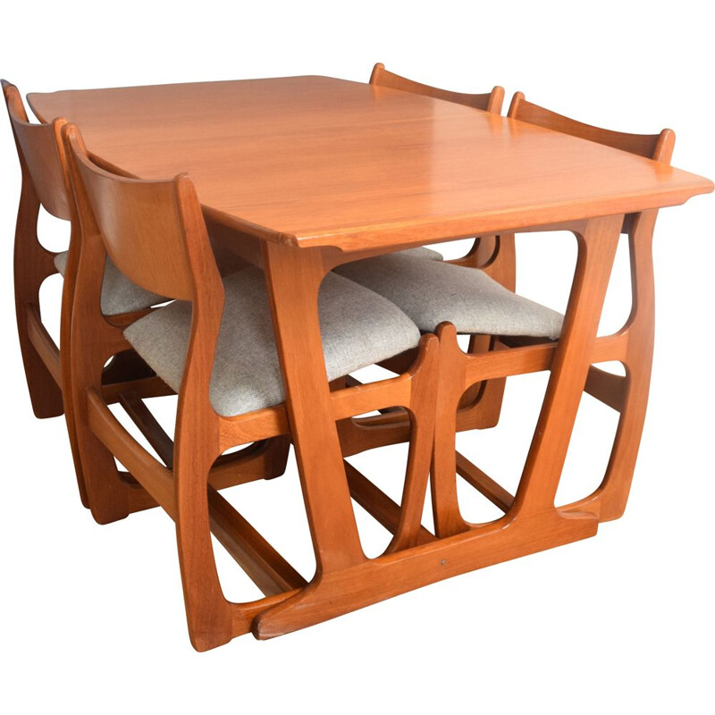 Table à manger et 4 chaises vintage en teck Portwood 1960