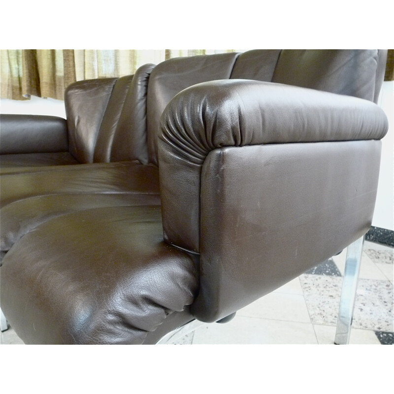  Girsberger "Eurochair" sofa in dark brown leather - 1970s