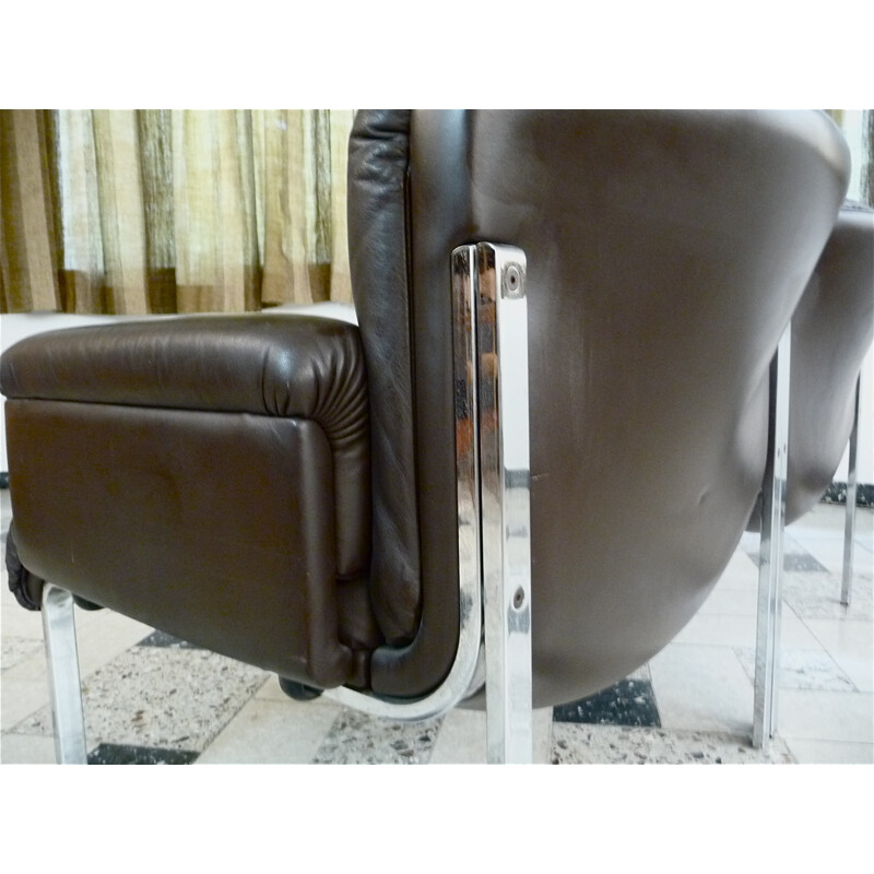 Divano "Eurochair" di Girsberger in pelle marrone scuro - 1970