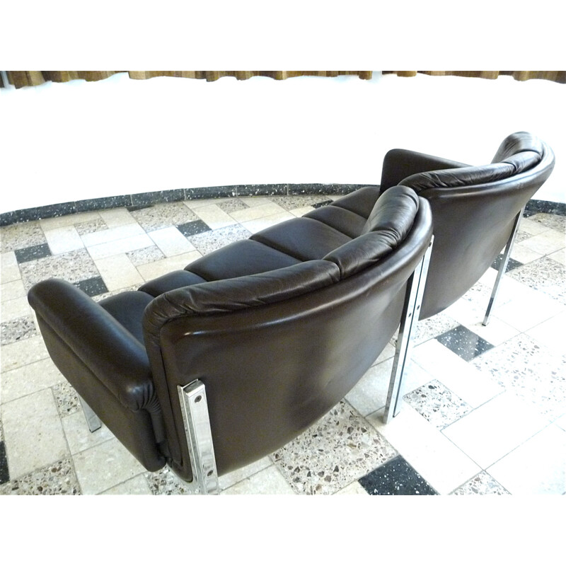 Divano "Eurochair" di Girsberger in pelle marrone scuro - 1970