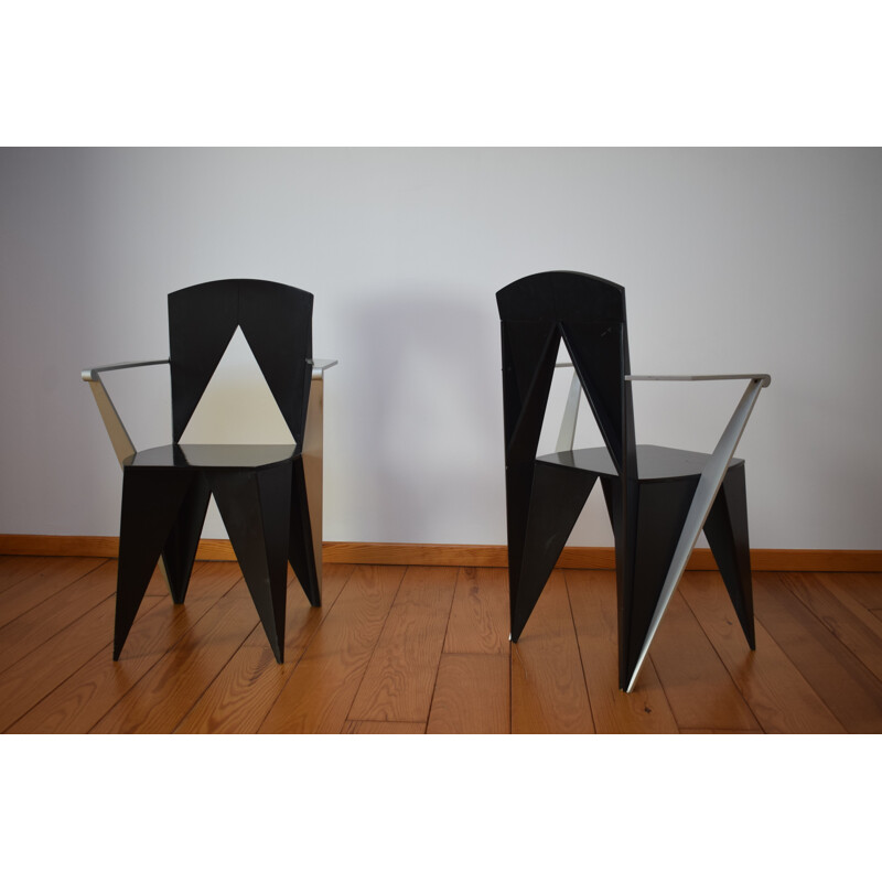 Pair of vintage chairs by Adriano and Paolo Suman for Giorgetti 1980s