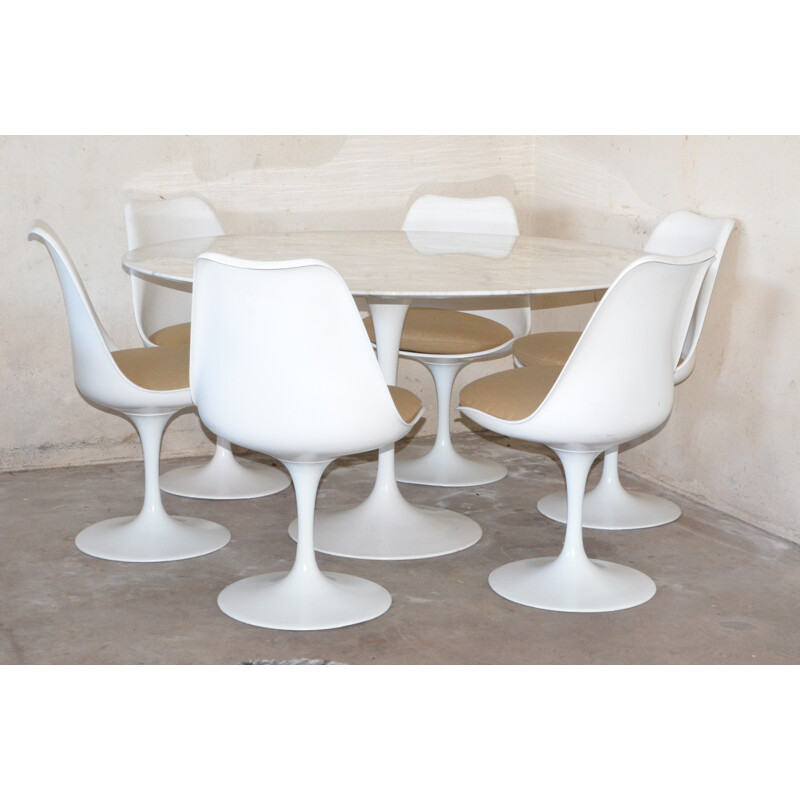 Dining table and 6 chairs "Tulip" Eero Saarinen - 50s