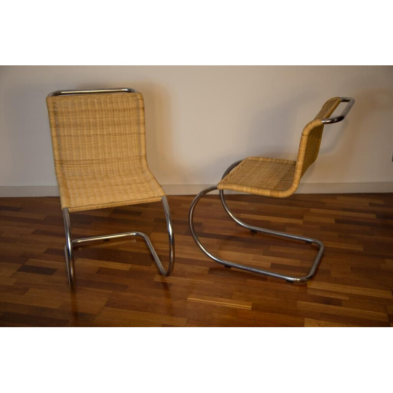 Pair of vintage Mies Van Der Rohe rattan chairs