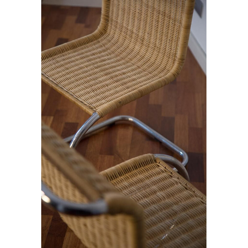 Pair of vintage Mies Van Der Rohe rattan chairs