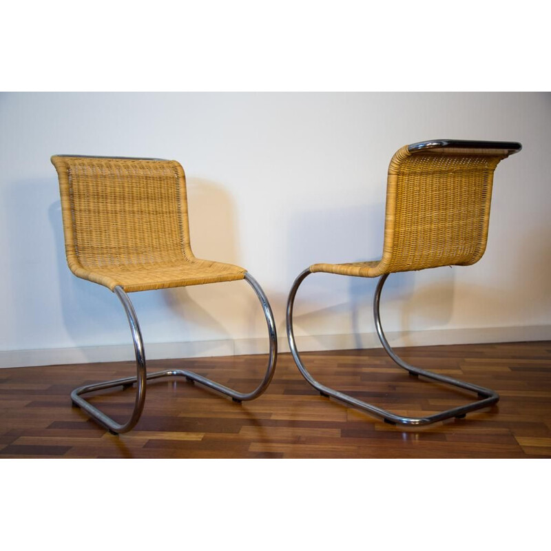 Pair of vintage Mies Van Der Rohe rattan chairs