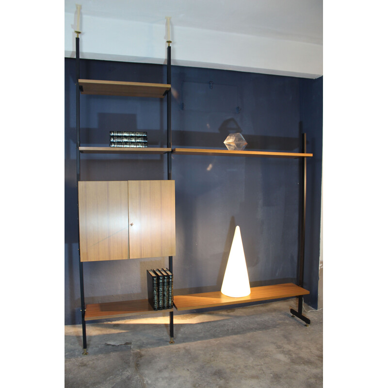 Vintage wrought iron bookcase with brass legs, 1950
