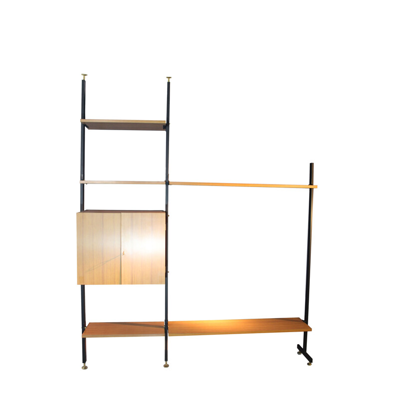 Vintage wrought iron bookcase with brass legs, 1950