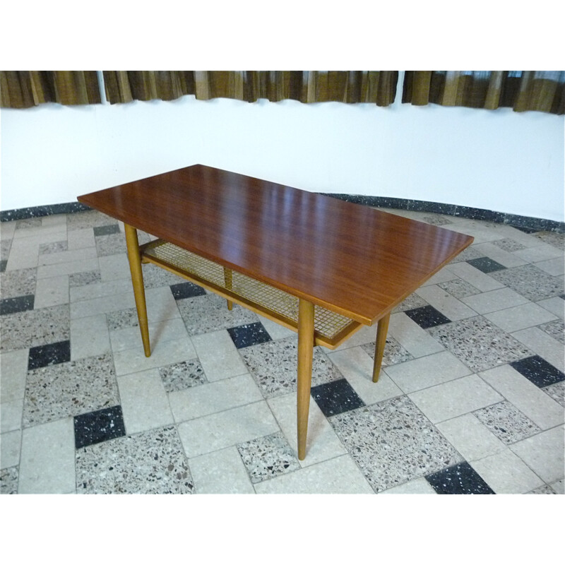 Houten vitrage salontafel van Wilhelm Knoll, Duitsland 1960