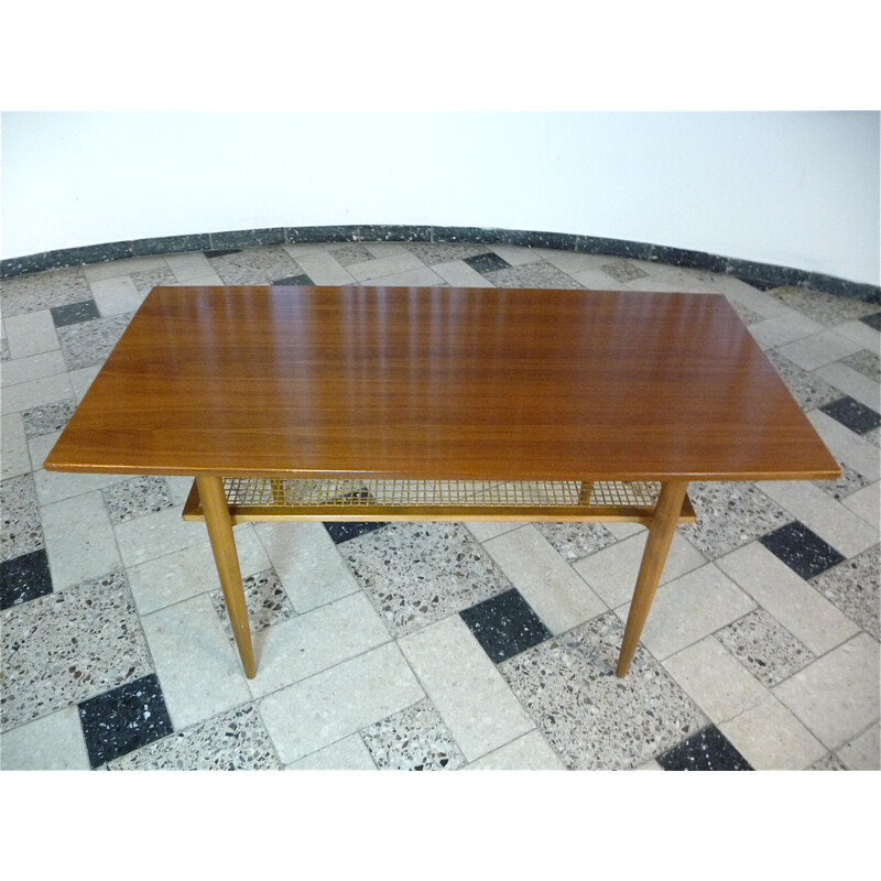 Table basse vitange en bois de Wilhelm Knoll, Allemagne 1960