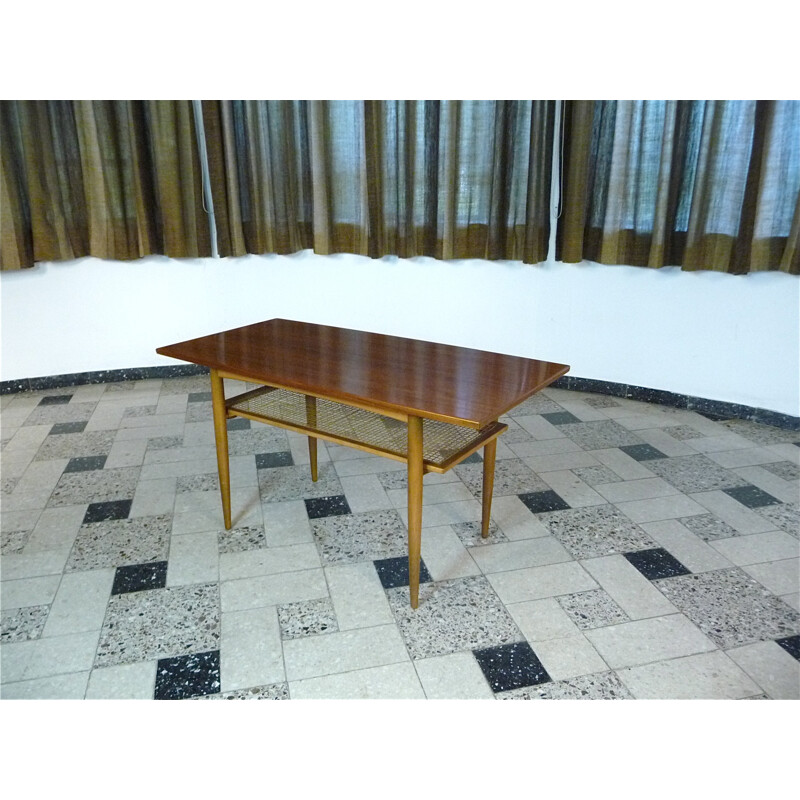 Table basse vitange en bois de Wilhelm Knoll, Allemagne 1960