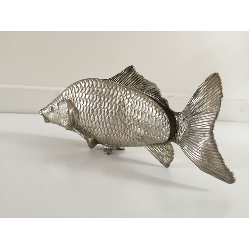 Vintage fish sculpture in silver plated metal