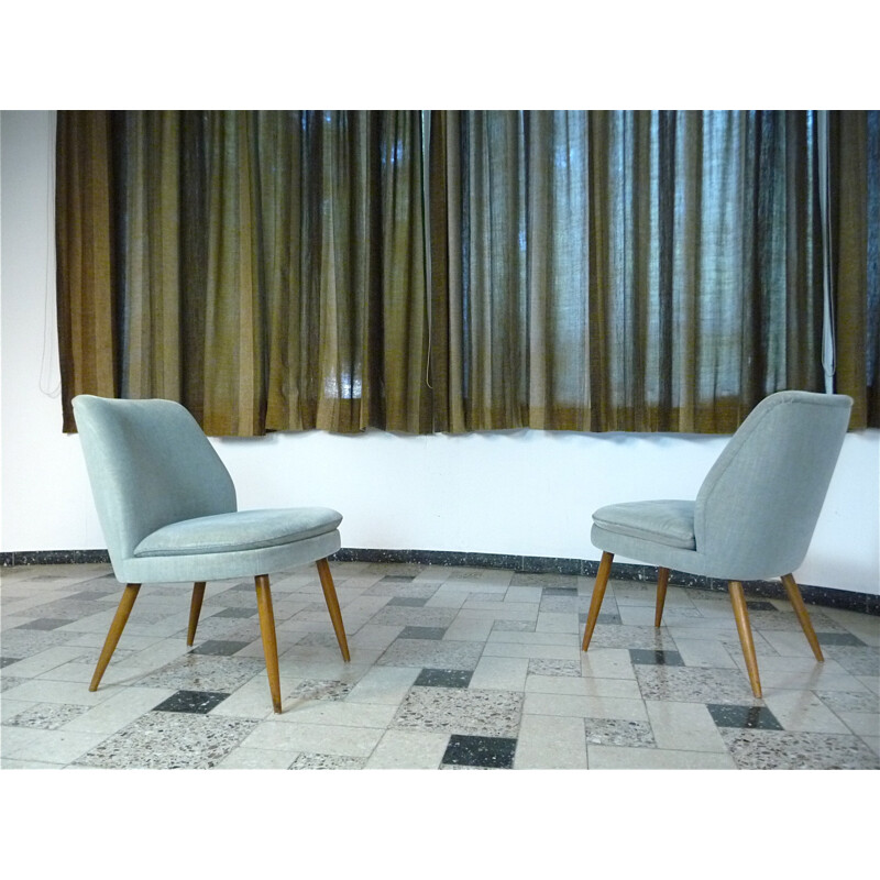 Pair of "Club" chairs in mohair, Wilhelm KNOLL - 1960s