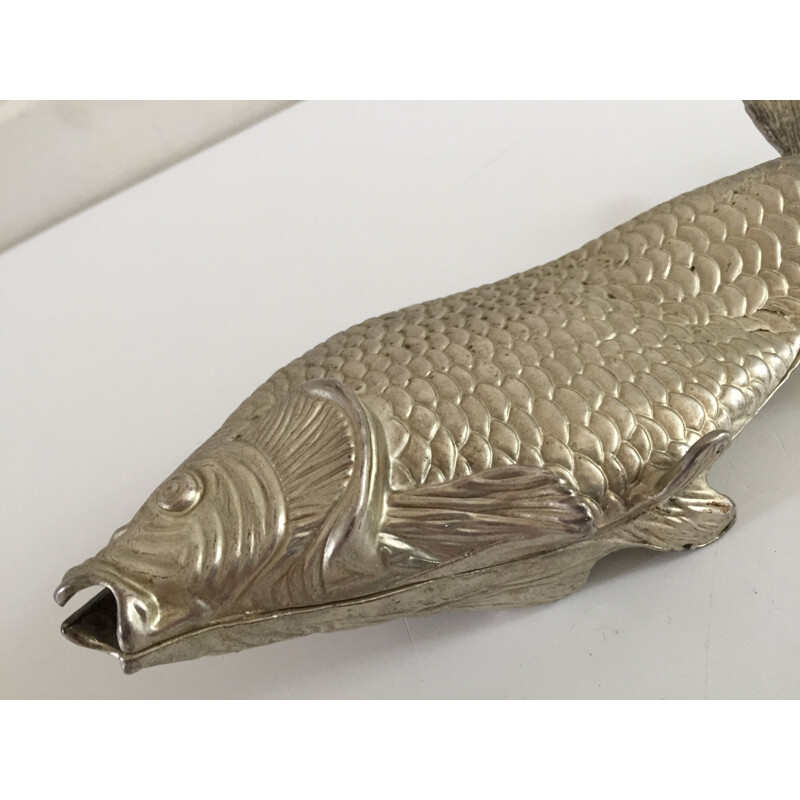 Vintage fish sculpture in silver plated metal