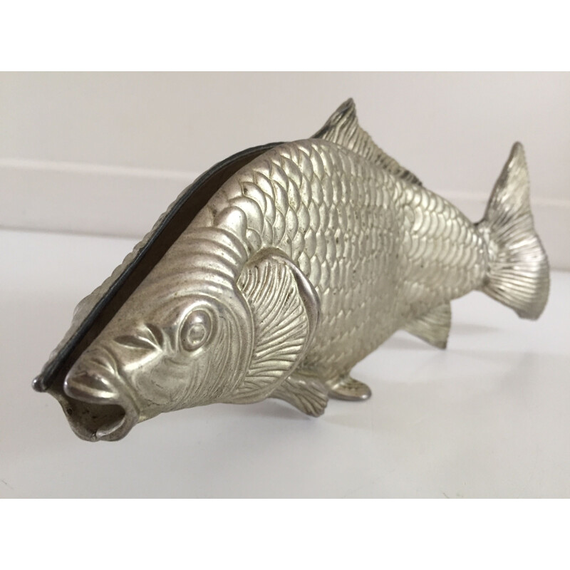 Vintage fish sculpture in silver plated metal