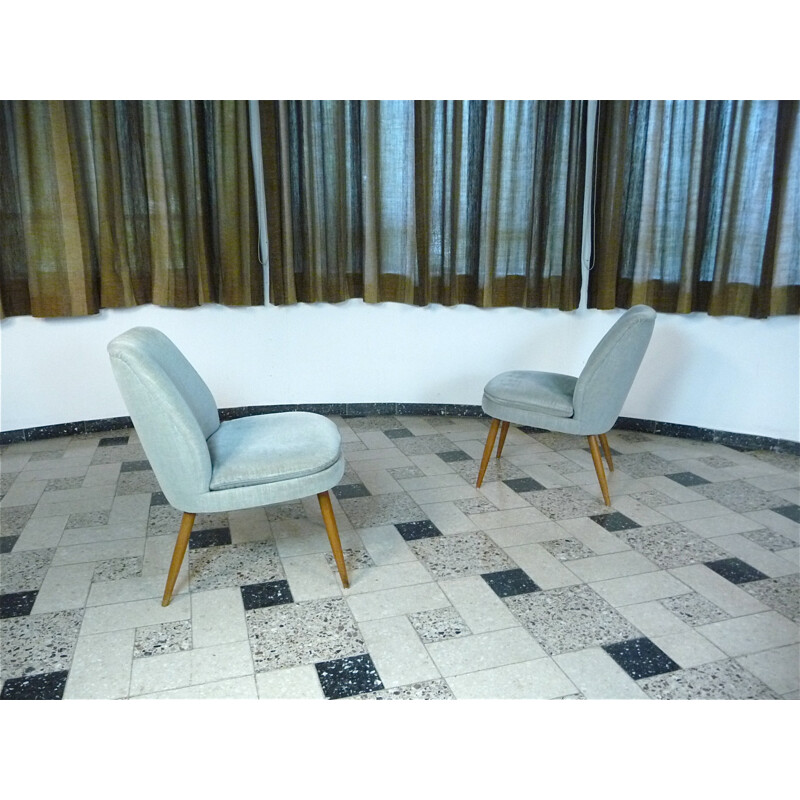 Pair of "Club" chairs in mohair, Wilhelm KNOLL - 1960s