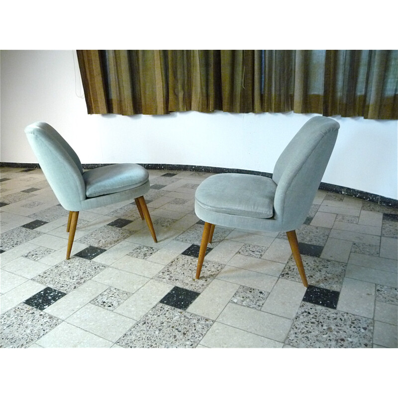 Paar "Club" stoelen in mohair, Wilhelm KNOLL - 1960