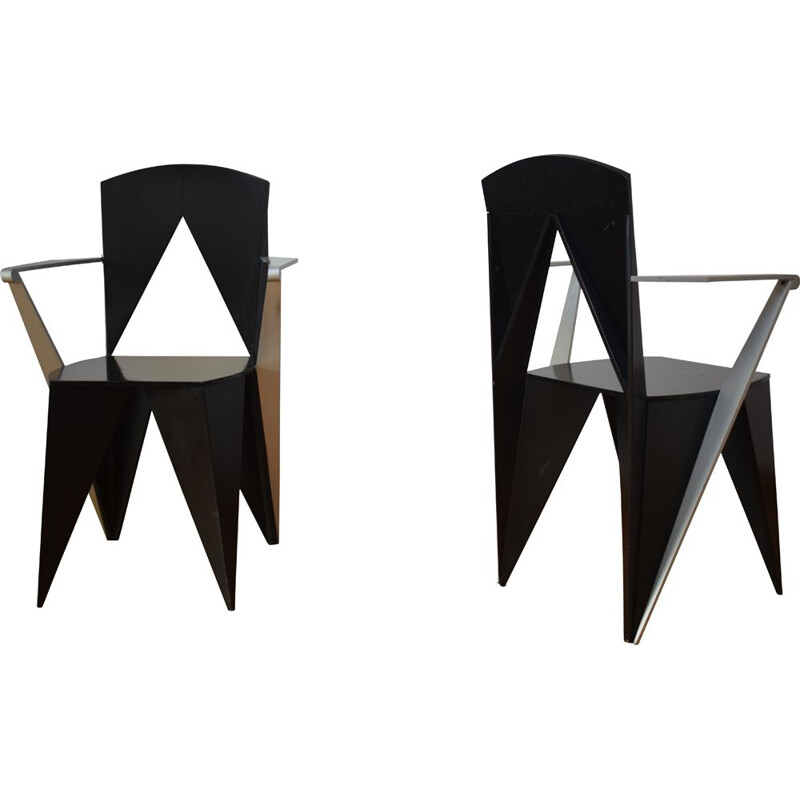 Pair of vintage chairs by Adriano and Paolo Suman for Giorgetti 1980s