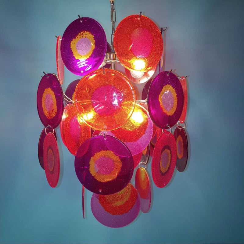 Vintage Multi Color chandelier in Murano glass by Gino Vistosi
