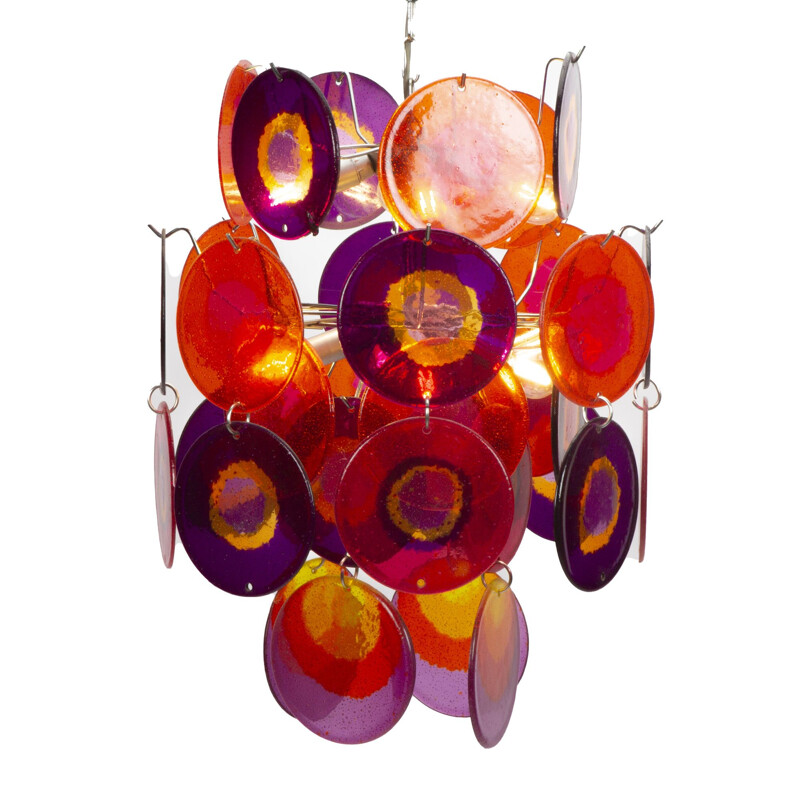 Lustre vintage Multi Color en verre de Murano par Gino Vistosi