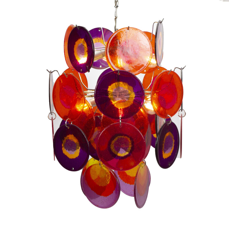 Vintage Multi Color chandelier in Murano glass by Gino Vistosi