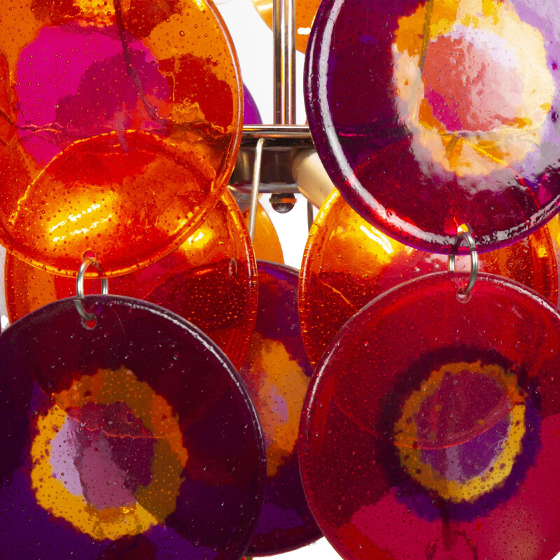 Lustre vintage Multi Color en verre de Murano par Gino Vistosi
