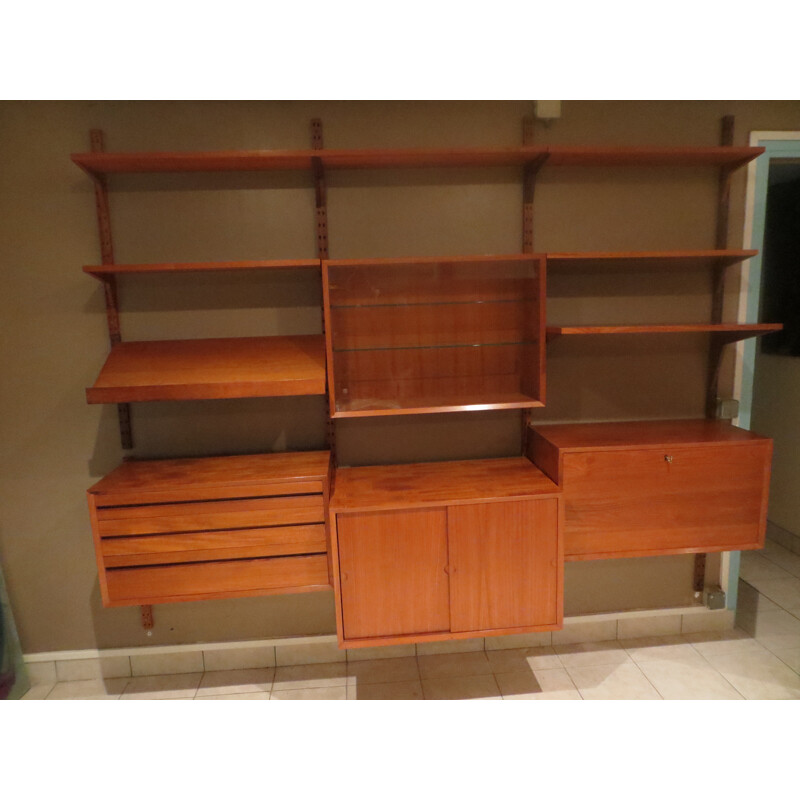 Large Scandinavian shelving sytem in teak wood, Poul CADOVIUS - 1960s