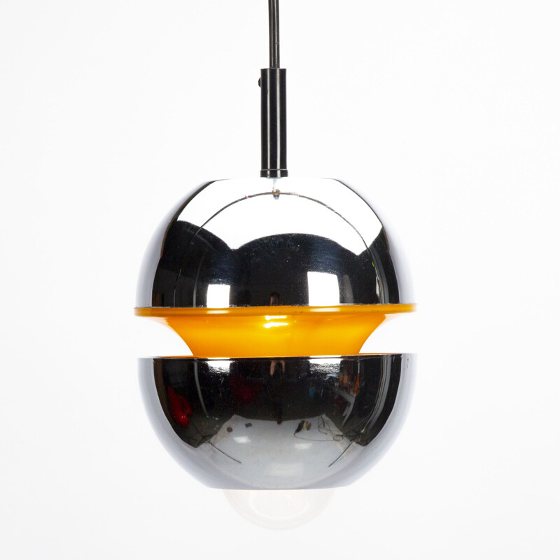 Vintage pendant lamp orange and chrome by Klaus Hempel for Massive