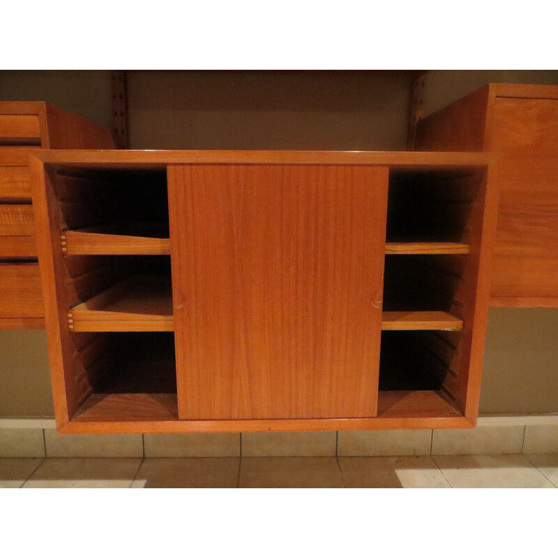 Large Scandinavian shelving sytem in teak wood, Poul CADOVIUS - 1960s