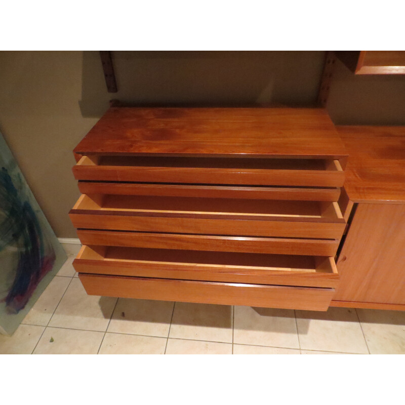 Large Scandinavian shelving sytem in teak wood, Poul CADOVIUS - 1960s