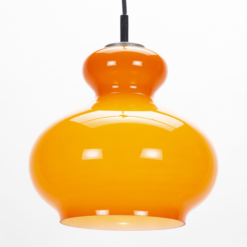 Vintage oranje hanglamp van Peil