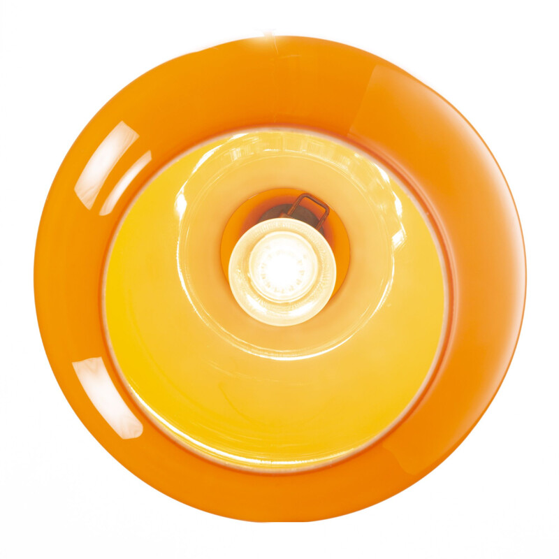 Lámpara de suspensión naranja vintage de Peil