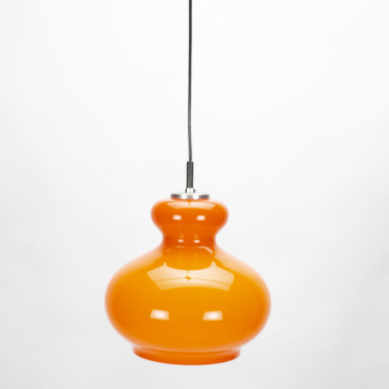 Lámpara de suspensión naranja vintage de Peil