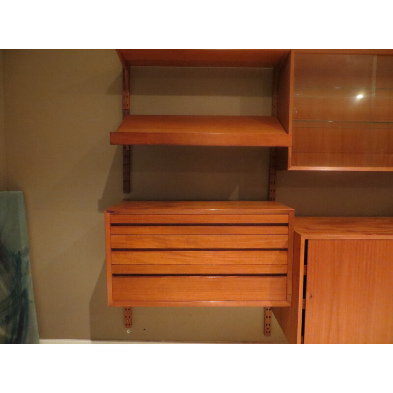 Large Scandinavian shelving sytem in teak wood, Poul CADOVIUS - 1960s