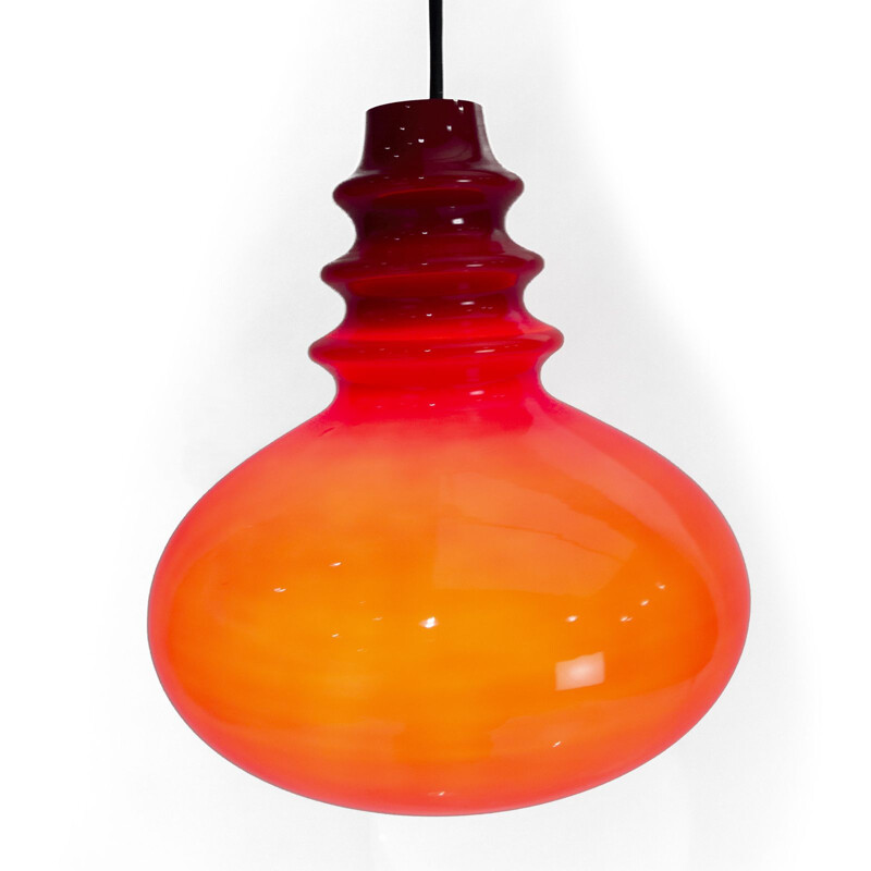 Vintage Red Glass Pendant Lamp for Peil & Putzler