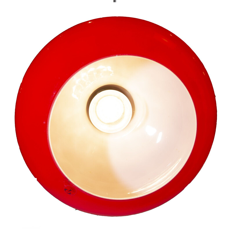 Vintage Red Glass Pendant Lamp for Peil & Putzler