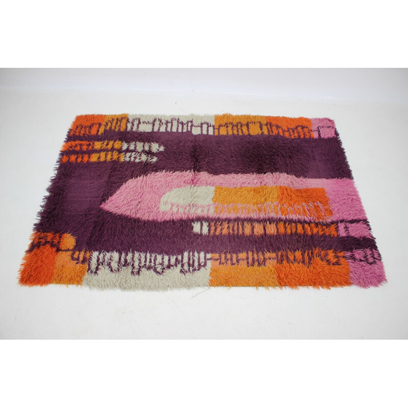 Vintage Abstract Wool Rug danish 1970s